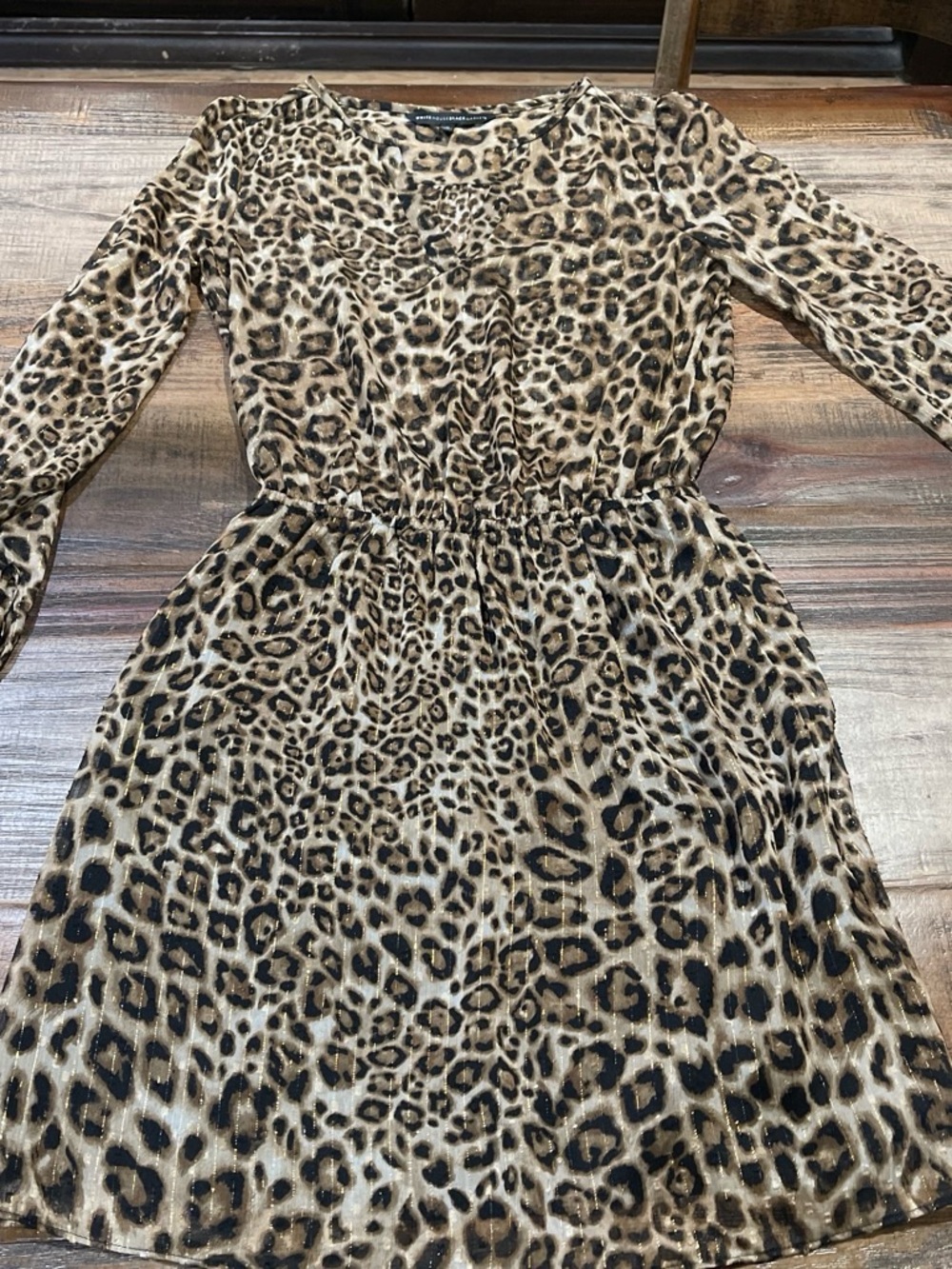 White House Black Market Leopard-Print V-Neck Mini Dress in Brown and Black
